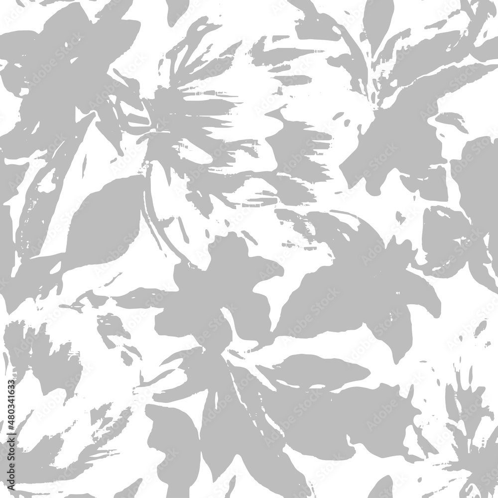 Collage contemporary grey floral and line, linear shapes seamless pattern set. Modern exotic design for paper, cover, fabric, interior decor and other users.