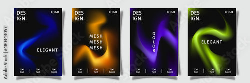 modern light wave gradation mesh colorful abstract style cover template background, set collection design vector graphic