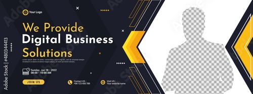Business conference banner template design for webinar, marketing, online class program, etc