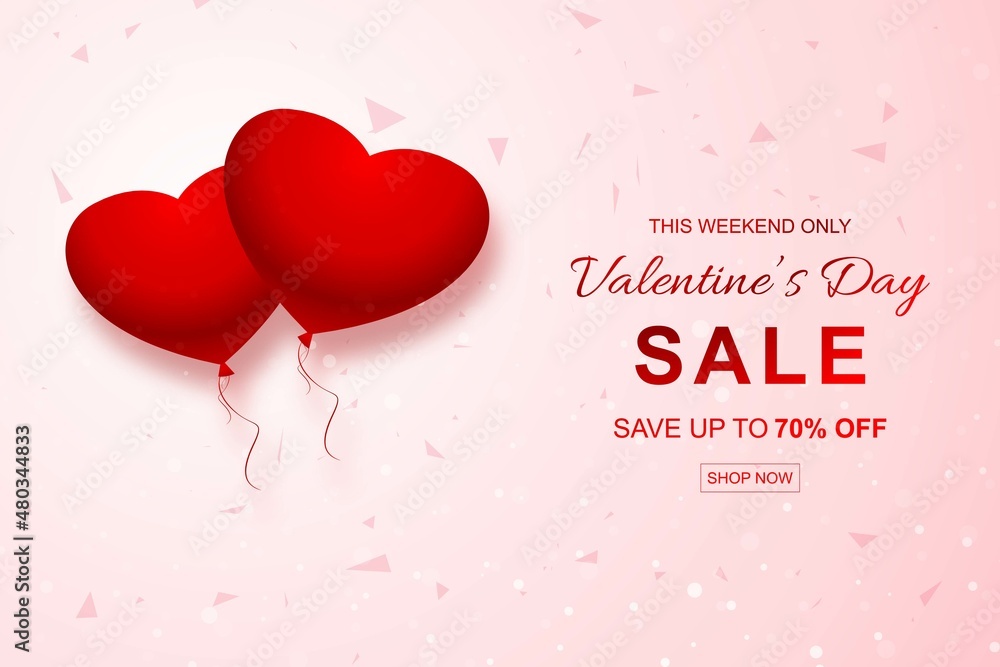 Valentines day sale with hearts card design