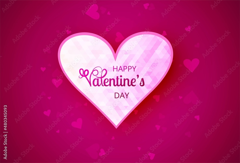 Happy valentines day heart with pink background