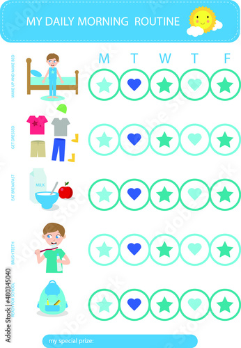 Morning routine boy. Kids Daily Routine, Chore Chart, Morning Checklist, Daily Task List, Children's Job Poster