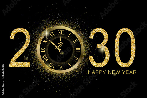 2030 Happy new year in golden design