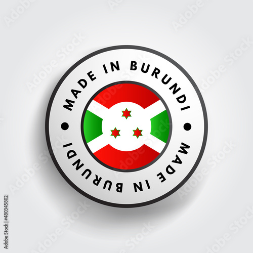 Made in Burundi text emblem badge, concept background photo