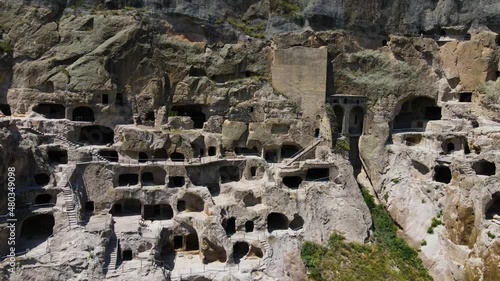 drone flight near the cave monastery complex of Vardzia. 