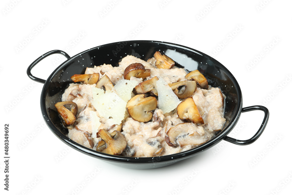 Risotto with mushrooms isolated on white background Risotto with mushrooms isolated on white background