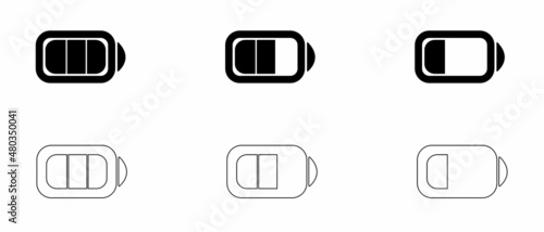 Battery icons set. Battery charge level sign.
