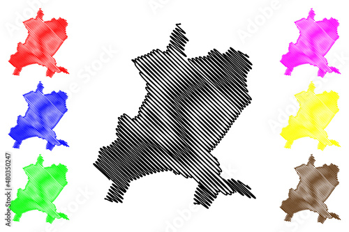 Zunheboto district (Nagaland State, Republic of India) map vector illustration, scribble sketch Zunheboto map photo