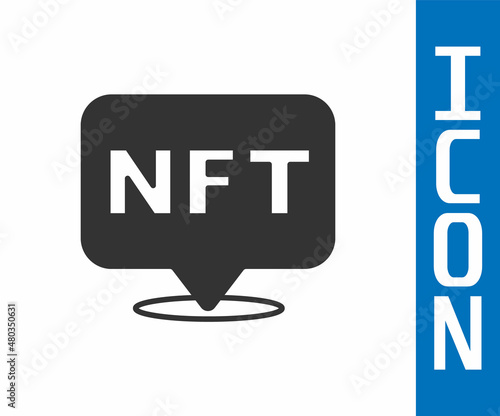 Grey NFT Digital crypto art icon isolated on white background. Non fungible token. Vector
