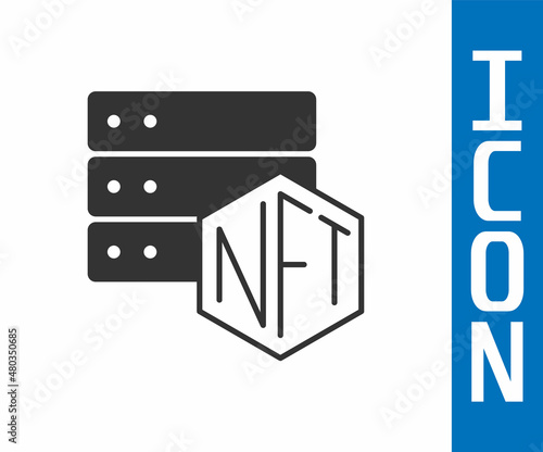 Grey NFT blockchain technology icon isolated on white background. Non fungible token. Digital crypto art concept. Vector