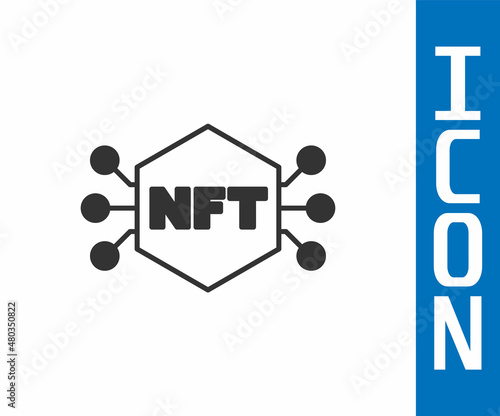 Grey NFT Digital crypto art icon isolated on white background. Non fungible token. Vector