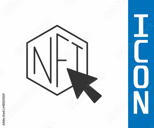 Grey NFT Digital crypto art icon isolated on white background. Non fungible token. Vector