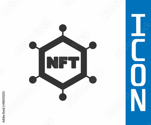 Grey NFT blockchain technology icon isolated on white background. Non fungible token. Digital crypto art concept. Vector