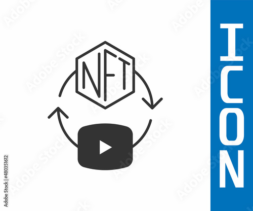 Grey NFT Digital crypto art icon isolated on white background. Non fungible token. Vector