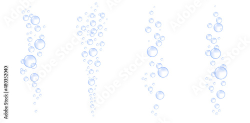 Underwater hissing air bubbles. Carbonated drink. Vector illustration.