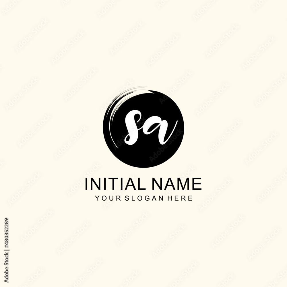 Initial SA beauty monogram, handwriting logo of initial signature, wedding, fashion, floral and botanical logo concept design. Initial SA beauty monogram, handwriting logo of initial signature, wedding, fashion, floral and botanical logo concept design.