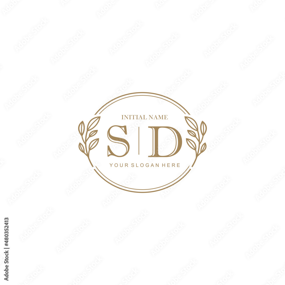 Initial letter SD beauty handwriting logo vector Initial letter SD beauty handwriting logo vector