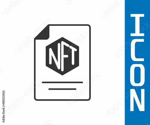 Grey NFT contract icon isolated on white background. Non fungible token. Digital crypto art concept. Vector