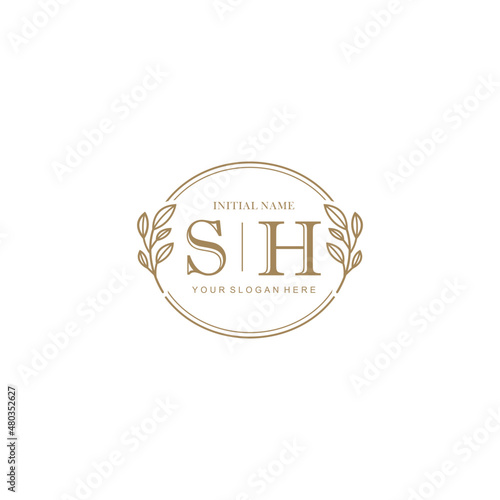 Initial letter SH beauty handwriting logo vector