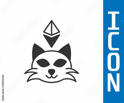 Grey NFT Digital crypto art icon isolated on white background. Non fungible token. Vector