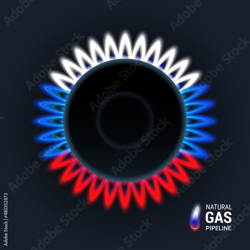 Colored gas burner white red blue color