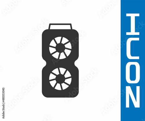 Grey Video graphic card icon isolated on white background. Vector