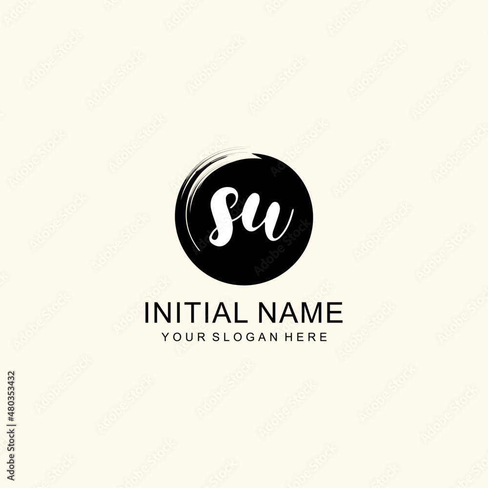 Initial SU beauty monogram, handwriting logo of initial signature, wedding, fashion, floral and botanical logo concept design. Initial SU beauty monogram, handwriting logo of initial signature, wedding, fashion, floral and botanical logo concept design.