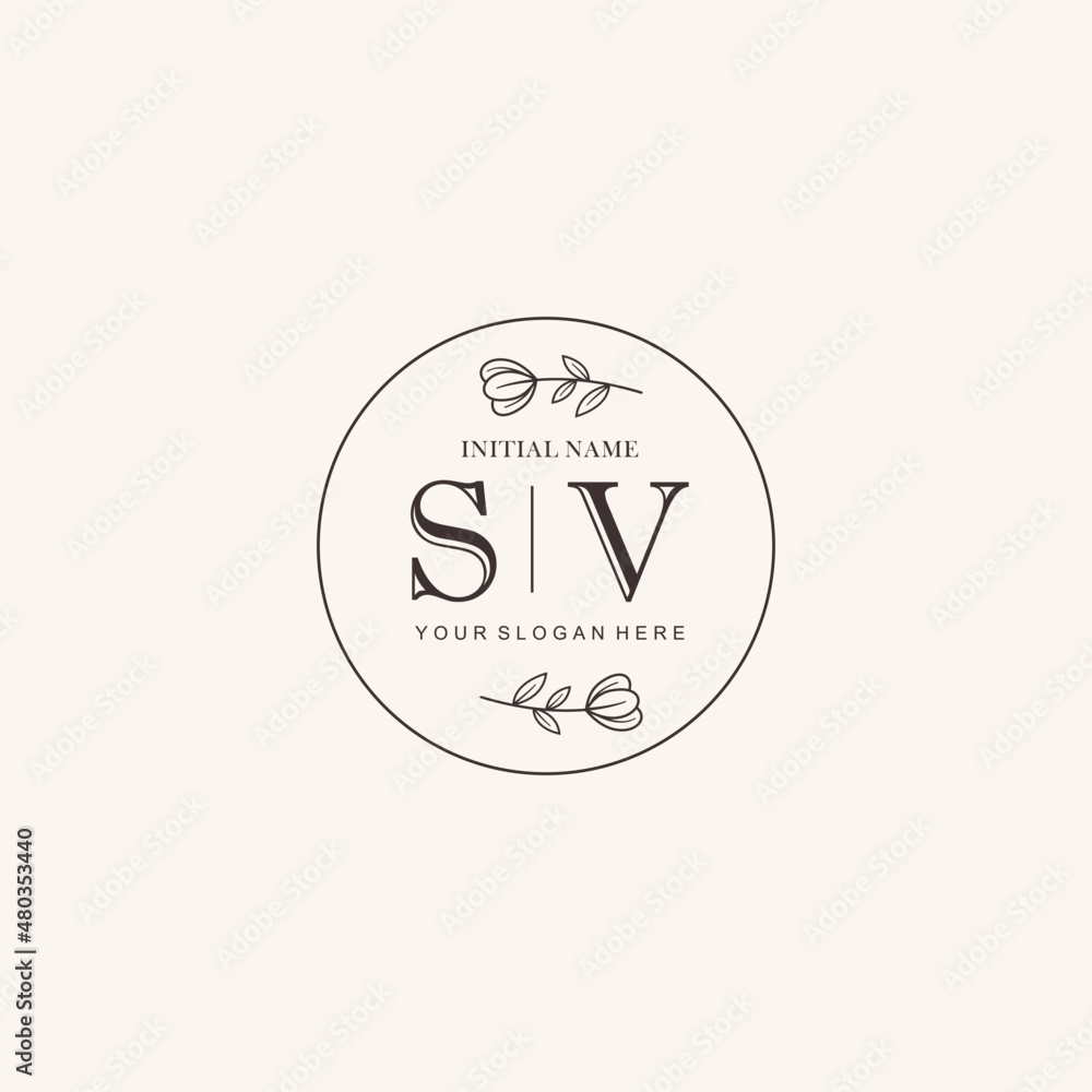Initial letter SV beauty handwriting logo vector Initial letter SV beauty handwriting logo vector