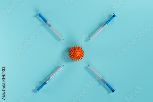 3D rendering of the fourth covid-19 booster vaccination. High quality 3d illustration