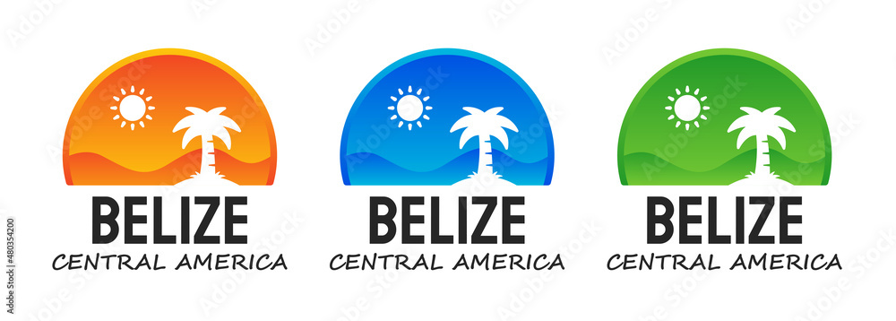 Belize in Central America logo t-shirt and apparel vector design, print, typography, emblem with palm trees.