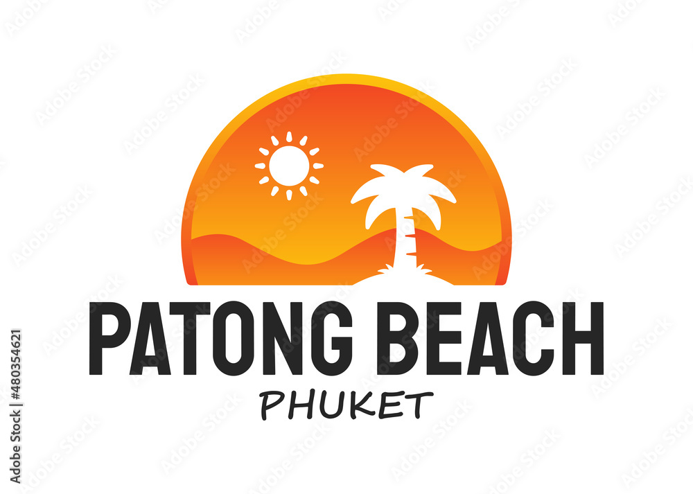 Patong beach, Thailand for logo, banner, t-shirt print. Vector illustration Patong beach, Thailand for logo, banner, t-shirt print. Vector illustration