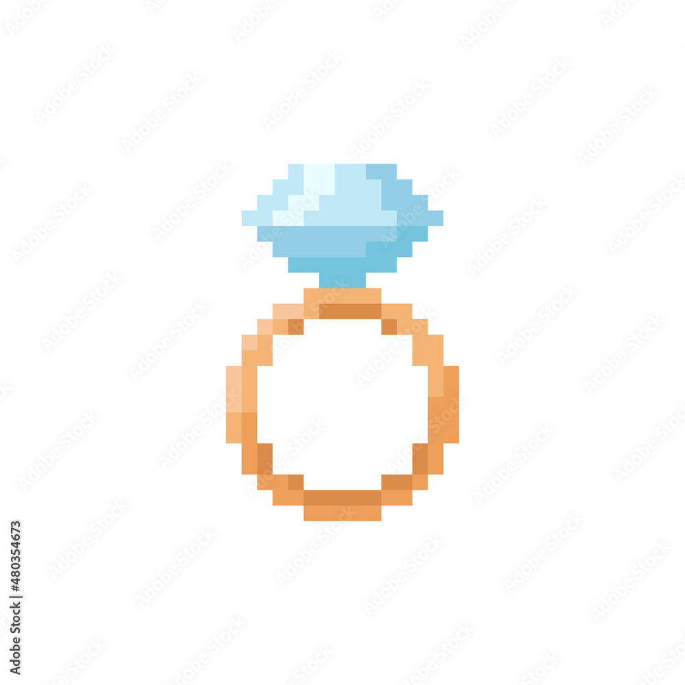 Vecteur Stock Pixel art ring illustration. Vector pixel accessory with