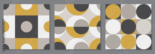 Set of minimalist seamless pattern with abstract creative geometric composition