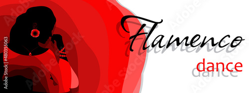 woman girl red rose profile earrings pendant braslet flamenco dance horizontal banner sign text