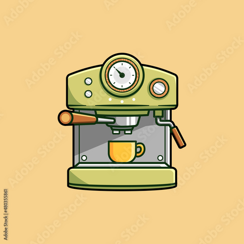 coffee machine cartoon illustration 