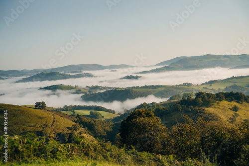 morning fog in the mountains of the Pyrenees photo