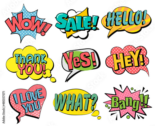 Set of speech bubbles in retro style