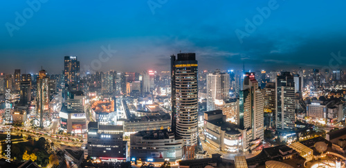 Aerial photography China Ningbo modern city landscape night view