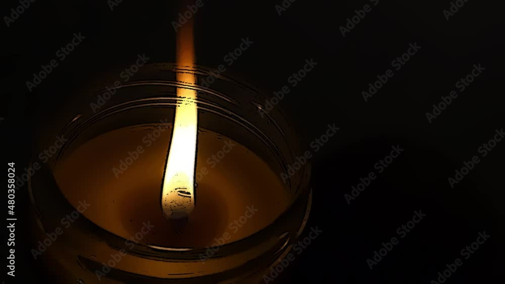 Burning candle in glass in cartoon design Burning candle in glass in cartoon design