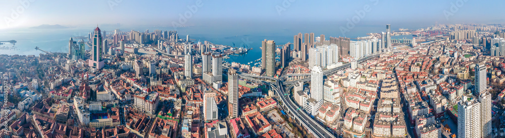 Aerial photography of modern urban landscape of Qingdao, China