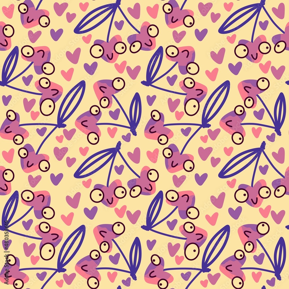 Fruit seamless cherry pattern for fabrics and textiles and packaging and gifts and cards and linens and kids Fruit seamless cherry pattern for fabrics and textiles and packaging and gifts and cards and linens and kids