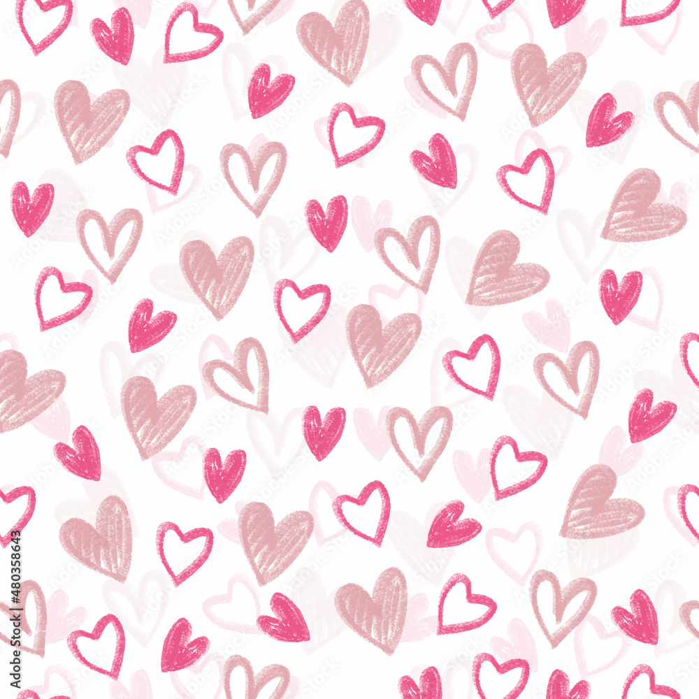 seamless doodle pattern background with heart stamp from chalk colour , kids pattern seamless doodle pattern background with heart stamp from chalk colour , kids pattern