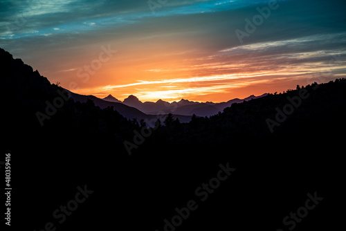 Beautiful Sunrise in the Mountains Just Outside of Yosemite National Park in California