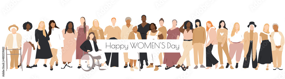 Happy Women's Day modern banner. Happy Women's Day modern banner.