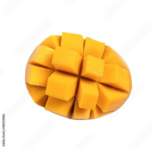 Beautiful delicious mango isolated on white table background.