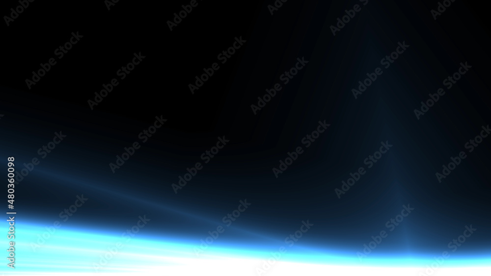 bright blue glare of light on a black background