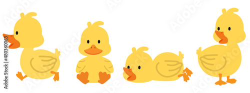Cute yellow ducks cartoon collcetion set