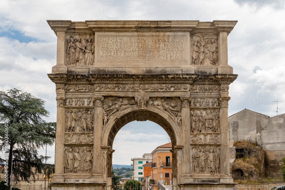 Arch of Trajan, ancient Roman triumphal arch, Benevento, Campania, Italy