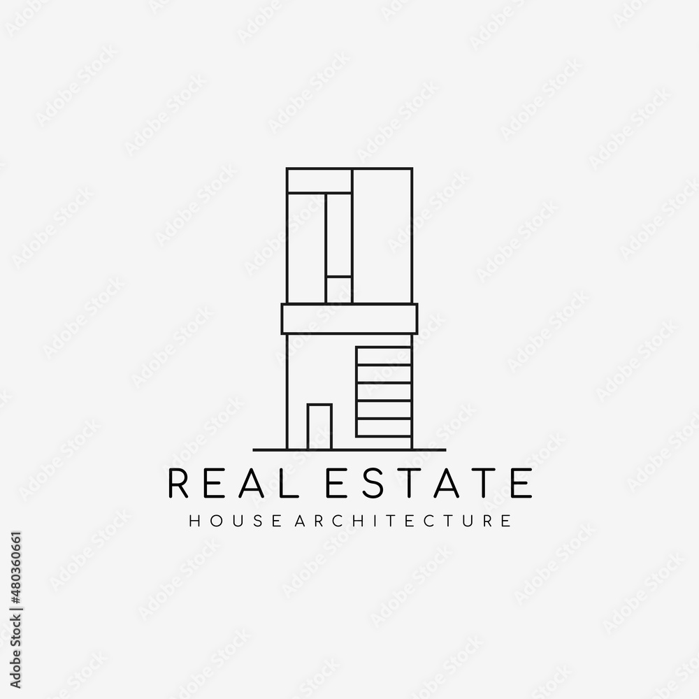 Real estate minimalist logo template. house Logo design. Vector illustration.