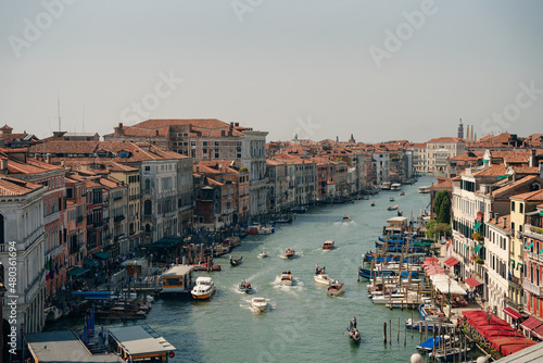 Obraz na plátně Panoramic view over the Grand Canal and the skyline in Venice, Italy - dec, 2021